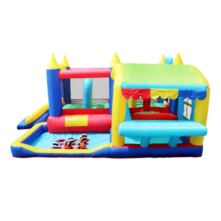 7 in 1 Inflatable Bounce House, Bouncy House with Ball Pit for Kids Indoor Outdoor Party Family Fun, Obstacles, Toddler Jump Bouncy Castle with Ball Pit for Birthday Party Gifts