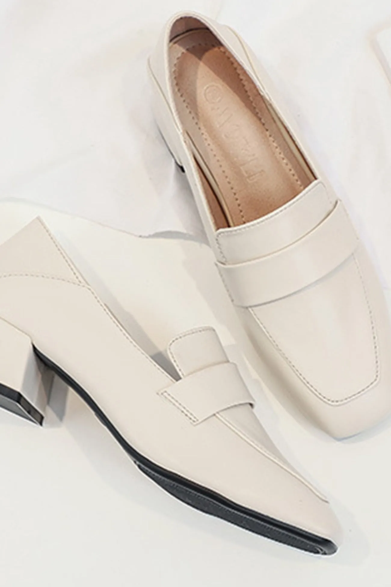 Amozae-Square Toe Chunky Heel Loafers