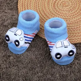 Baby Moo Car Cotton Anti-Skid 3D Socks - Blue