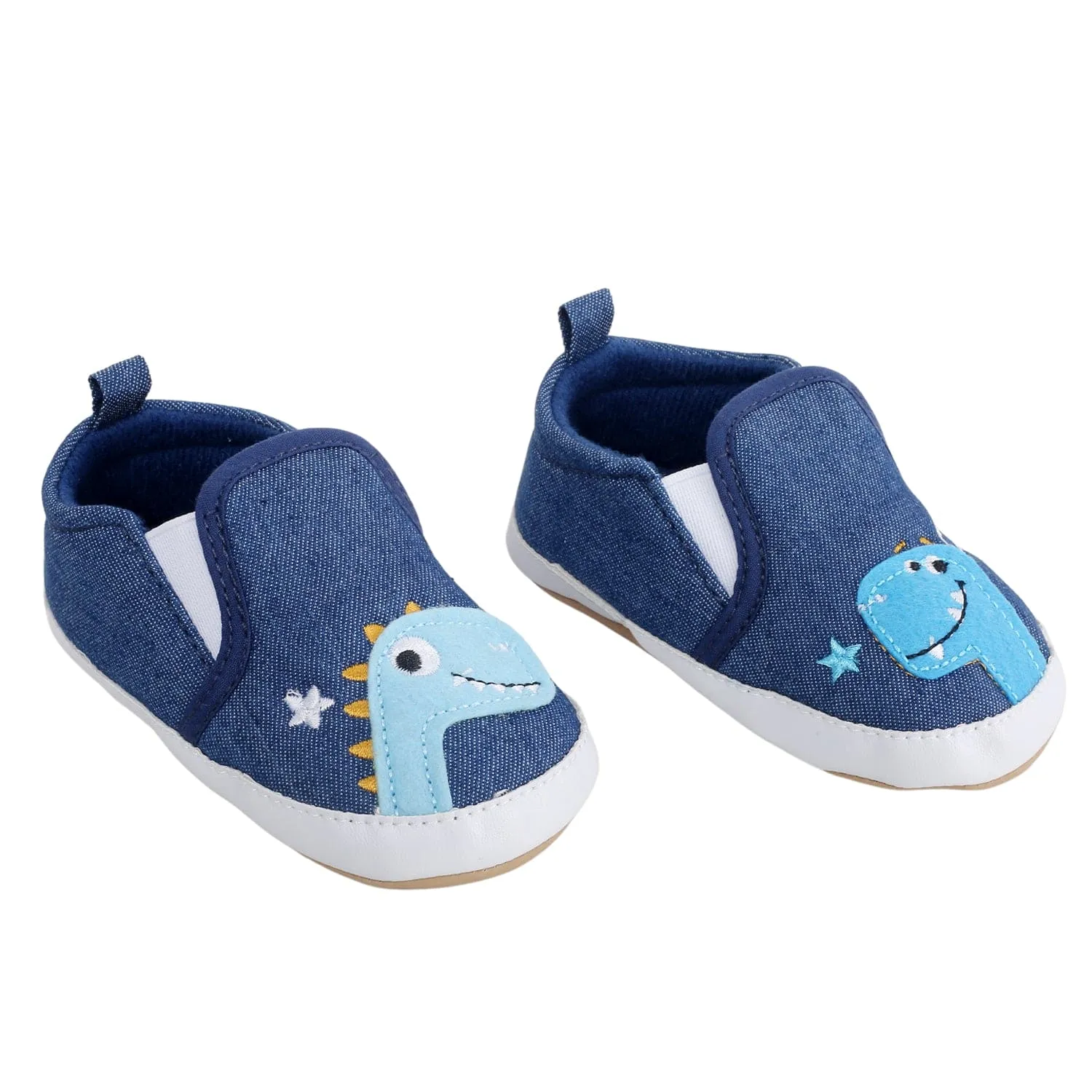 Baby Moo Dinosaur Navy Blue Slip-On Booties