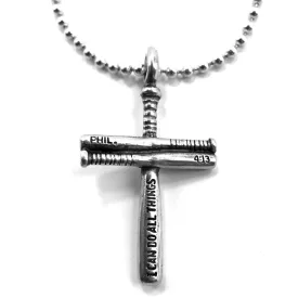 Baseball Bat Cross Necklace Small