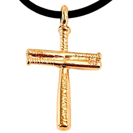 Baseball Cross Bat Necklace Small Rose Gold