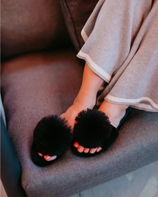 Black Pillow Talk Slippers