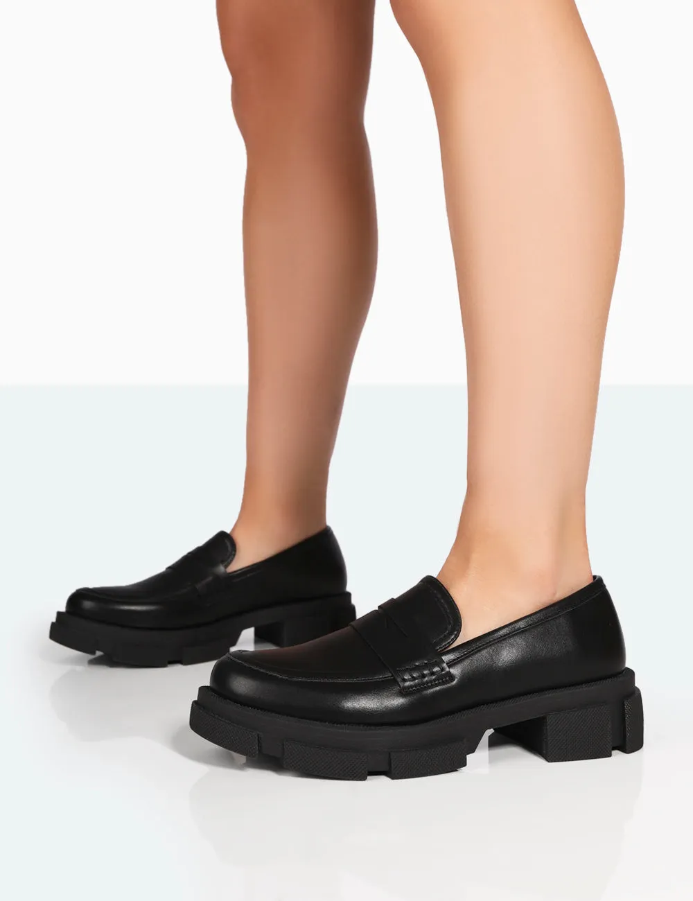 Camden Black PU Chunky Loafers