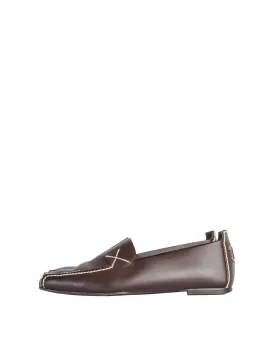 Chanel Vintage CC Logo Brown Leather Loafers