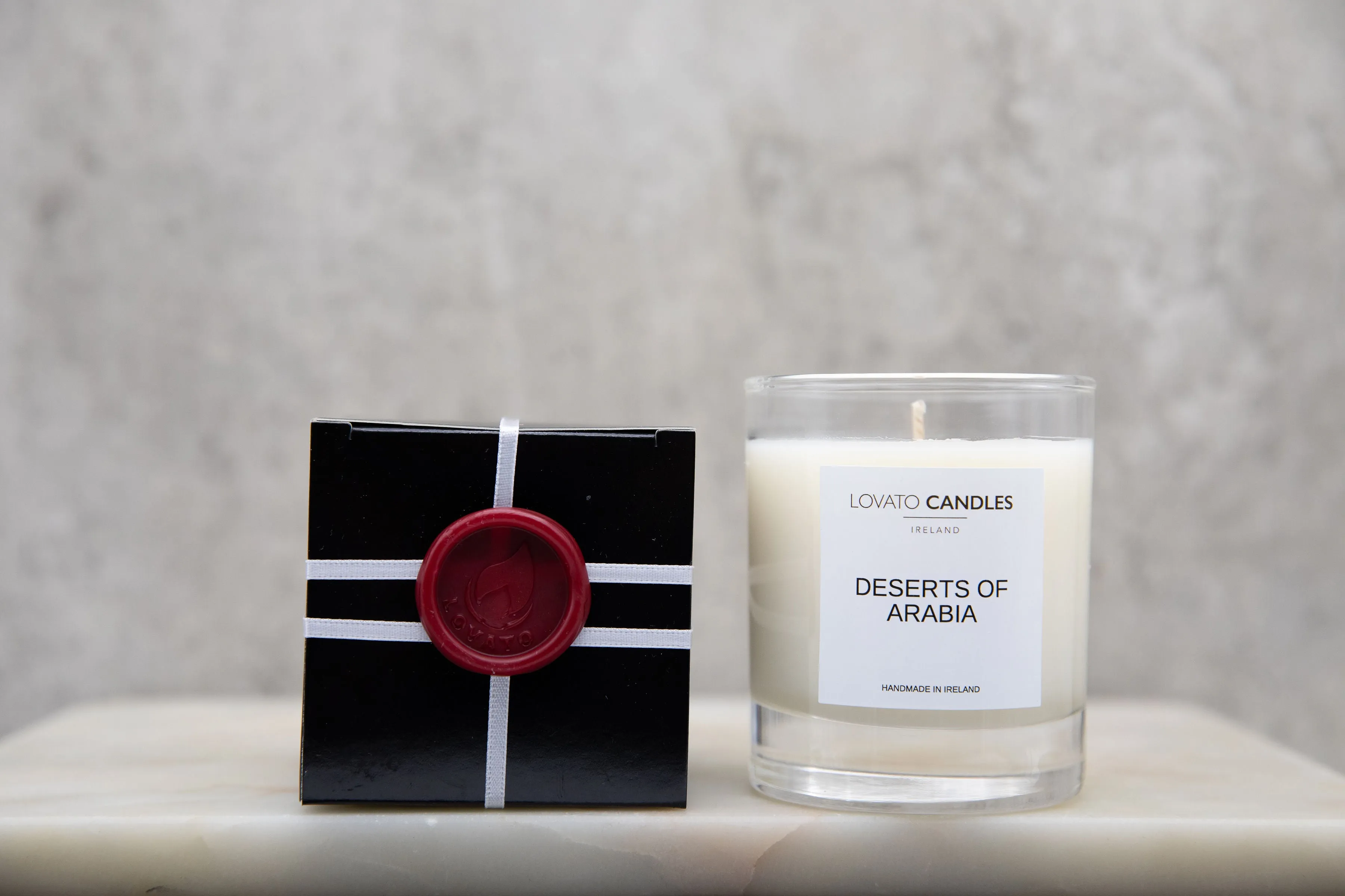 Clear Scented Candle with Luxury Black Box - Deserts of Arabia