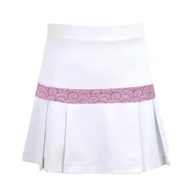 Girls' Half Pleat Tennis Skort White and Pink Swirl