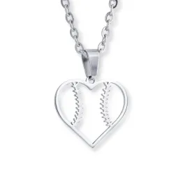 Heart Seams Baseball Necklace | Stainless Steel