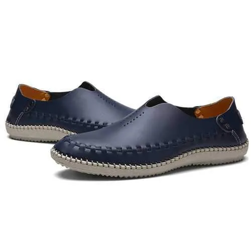 Men Comfy Soft Genuine Leather Flat Loafers