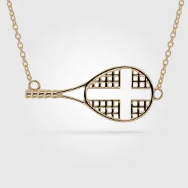 Mini Sideways Tennis Cross Necklace | Gold