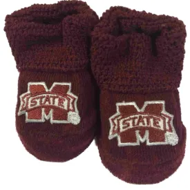 Mississippi State Bulldogs TFA Infant Baby Newborn Maroon Socks Booties