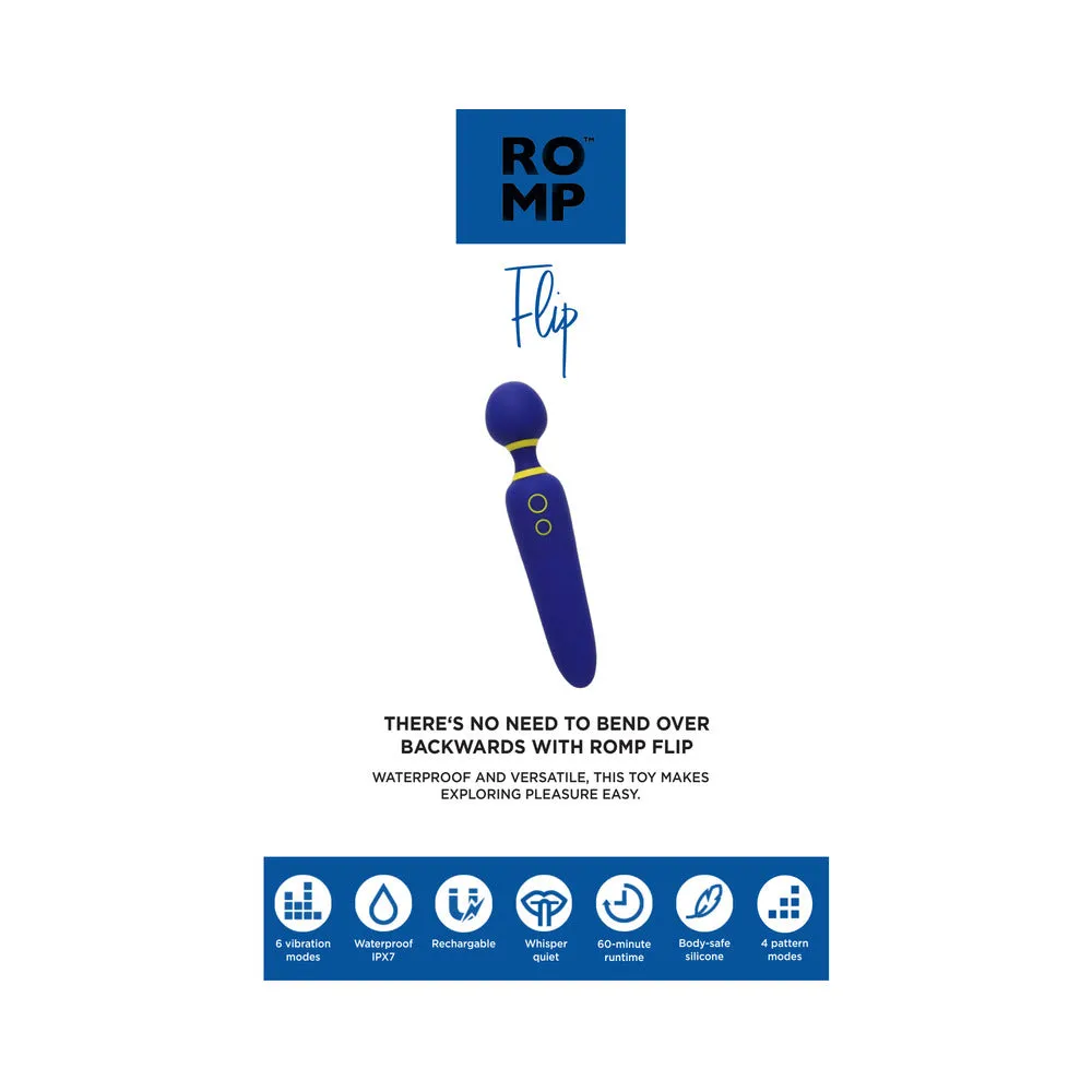 ROMP Flip Rechargeable Silicone Wand Massager Blue