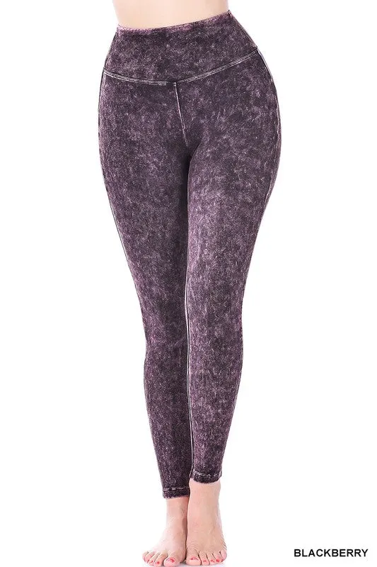 TEEK - Mineral Washed Wide Waistband Yoga Leggings