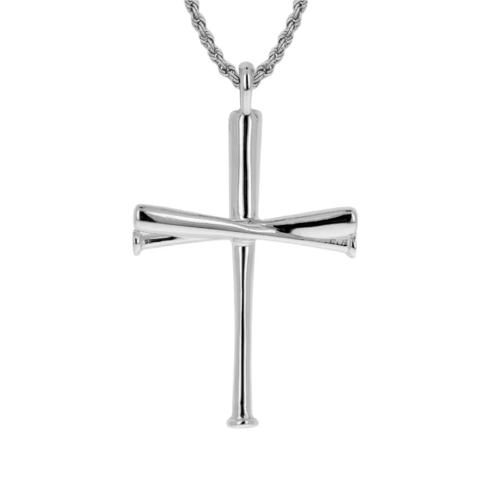 Youth Baseball Bat Cross Necklace | Gold